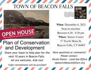 Come out and share your input to help plan for the next 10 years in Beacon Falls!