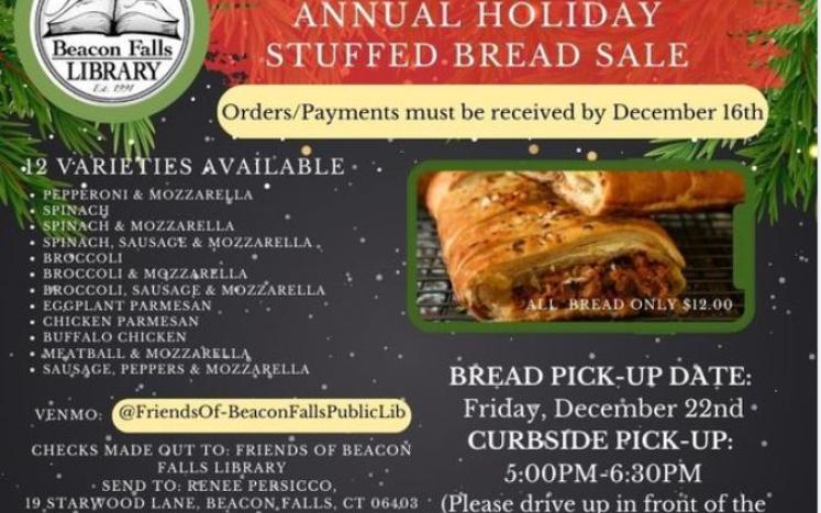 Beacon Falls Library Annual Holiday Stuffed Bread Sale!