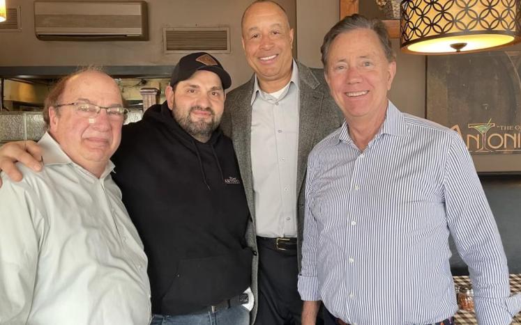 Governor Lamont, First Selectman Smith with Antonio’s owners